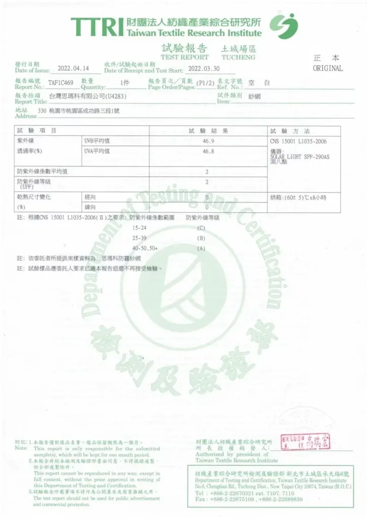 SMOG思瑪科防霾紗窗-認證