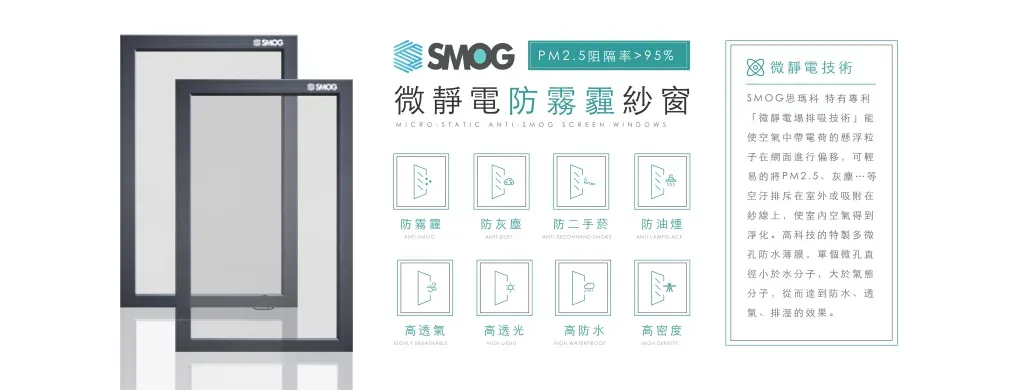 ※ SMOG防霾紗窗效果 / 資料來源 : SMOG防霾紗窗官網