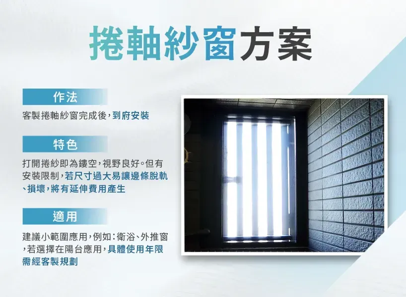 陽台防霾紗窗，捲軸紗窗方案