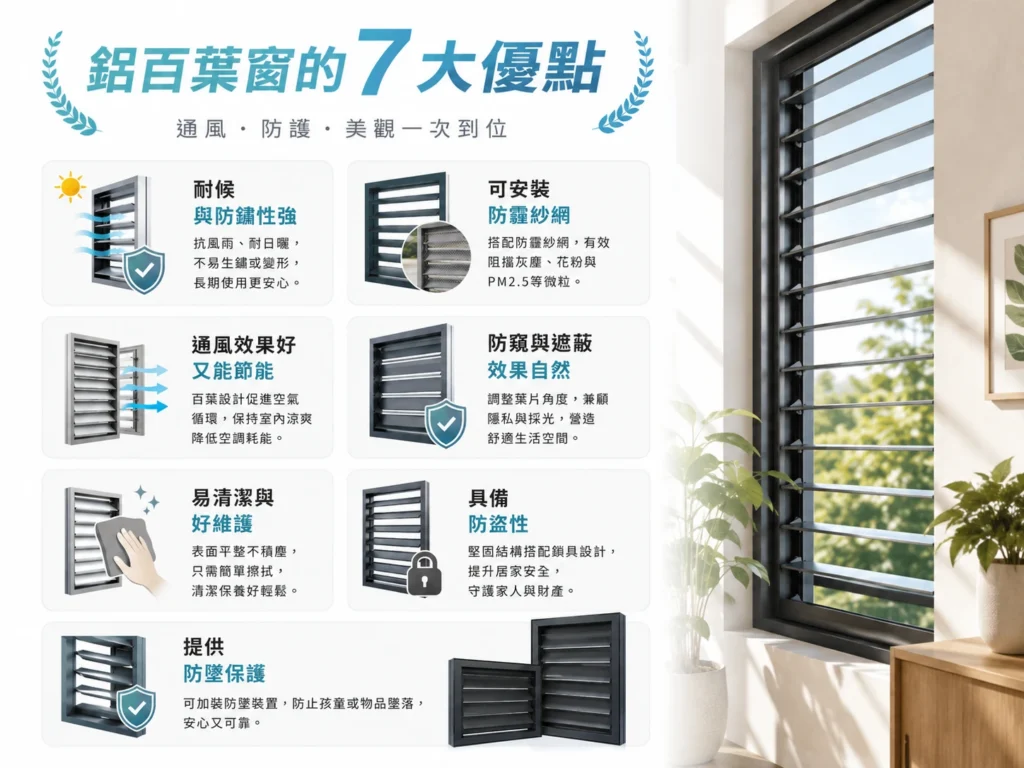 鋁百葉窗 7 大優點圖