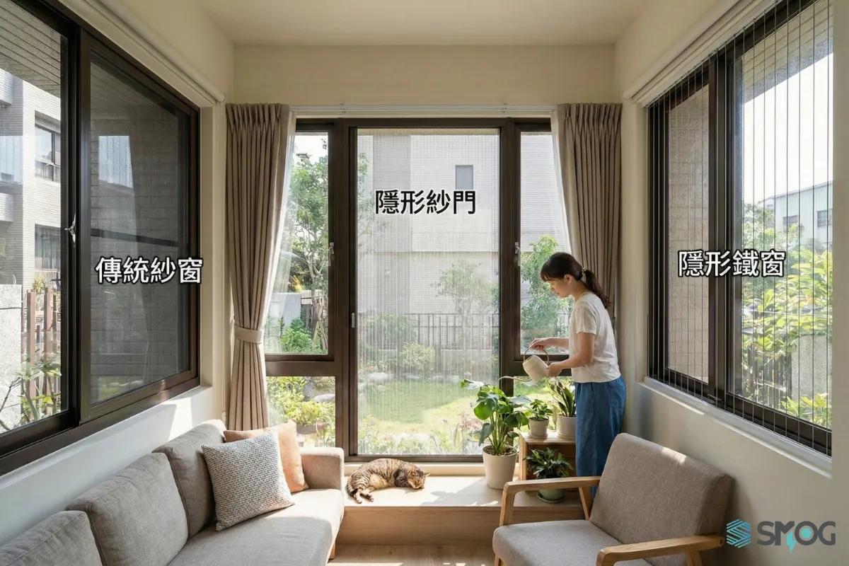 隱形紗門、固定紗窗與隱形鐵窗的差異