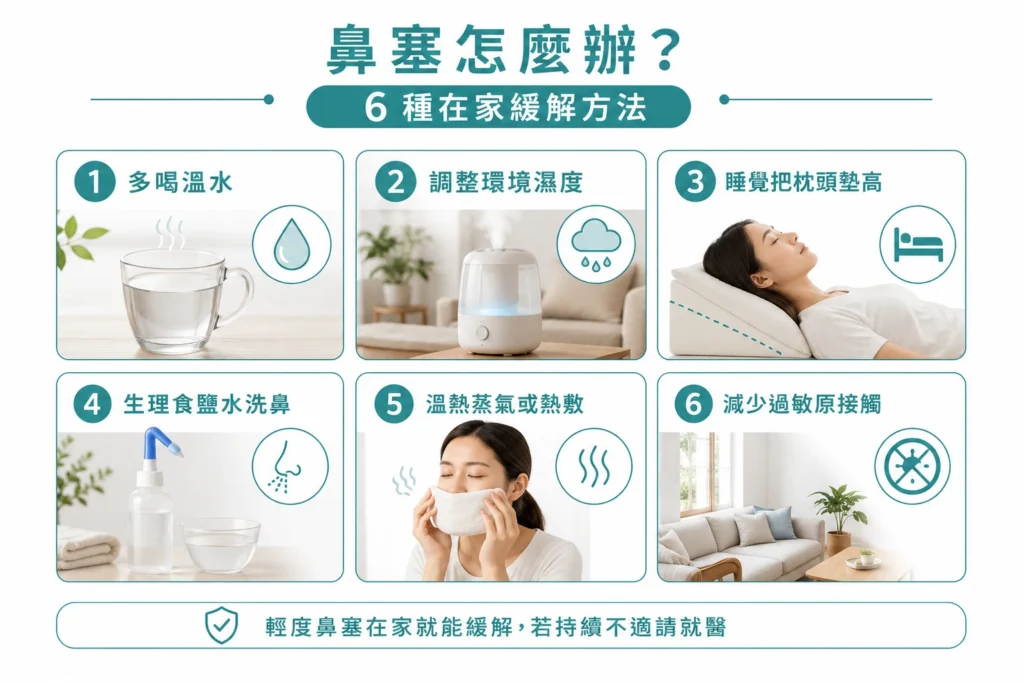 鼻塞在家緩解方法 補水 洗鼻 熱敷