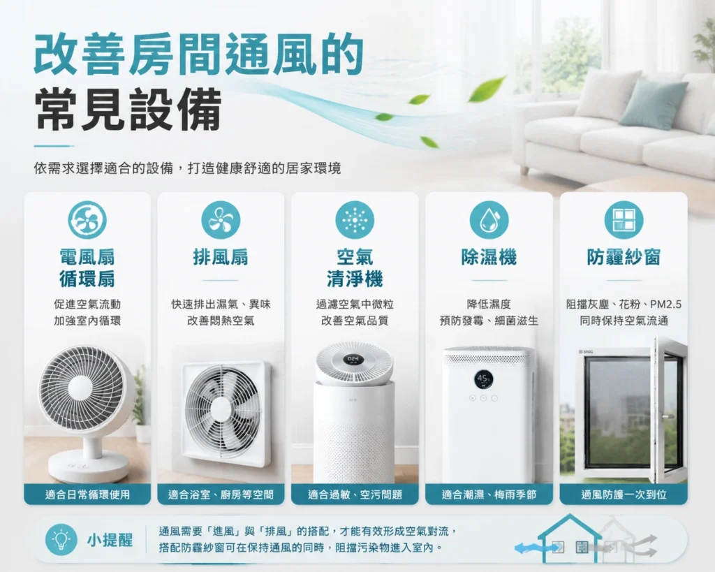 改善房間通風常見設備電扇排風扇防霾紗窗
