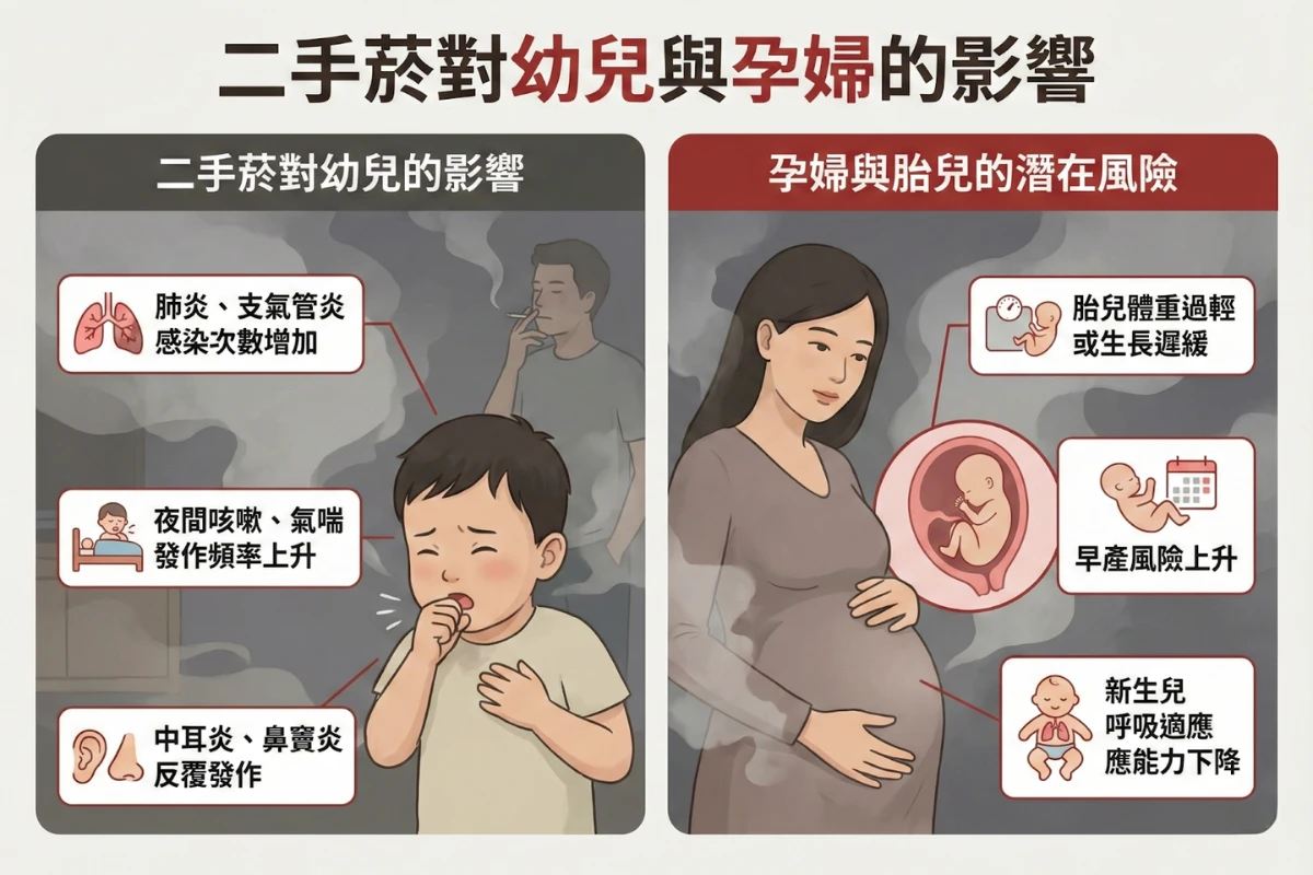 二手菸對幼兒與孕婦的影響